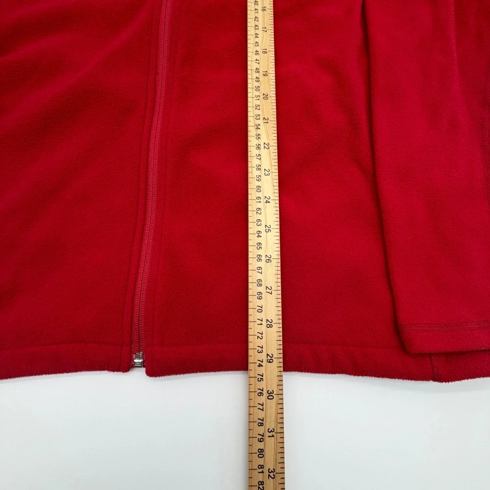 The North Face Mens XL Red Full Zip Fleece Jacket Mock Neck Chest Pocket Logo